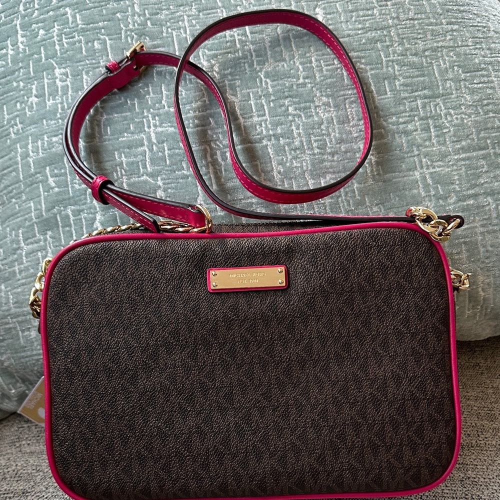 BRAND NEW WITH TAGS!!  Michael Kors Brown and Pink Crossbody Bag